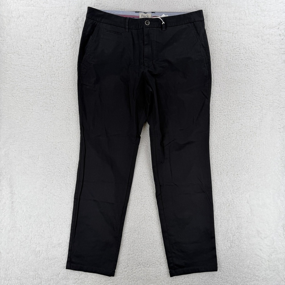 Perk Pants Mens 36x30 Black Slim Fit Feel Good Chinos Stretch Casual Office NWT